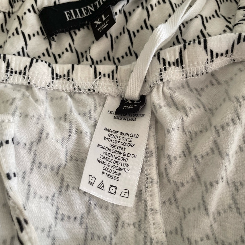Ellen Tracy 2-Piece Black/White Geometric Print Sleeveless Stretch Pajama Set - Picture 9 of 14
